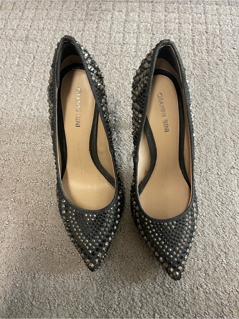 Gianni Bini Black Studded Pointed-Toe Heels